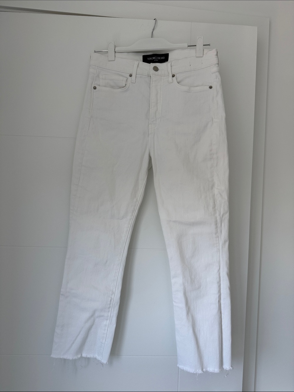 Veronica Beard White Carly Kick Flare Cropped Jeans